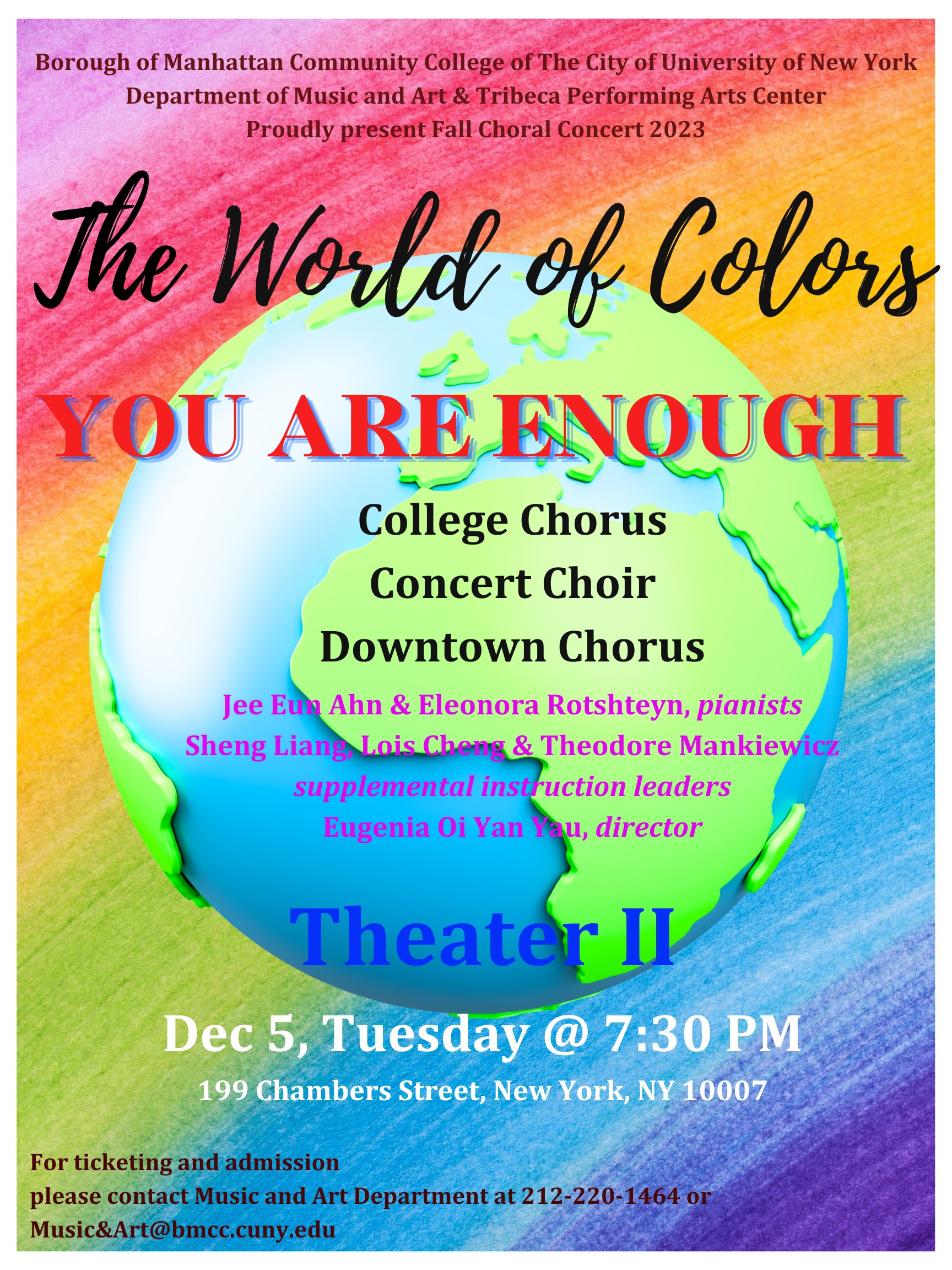 Choral Concert Flyer Fall 2023 The World Of Colors You Are Enough
