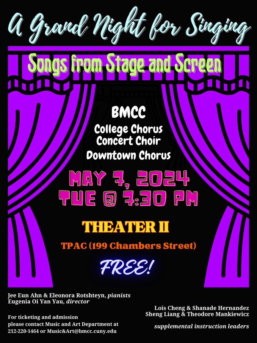 Choral Concert Flyer Spring 2024 Songs from Stage and Screen